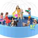 Sprinkler Pool for Kids, 97'' Non-Slip Kids Pool, Dog Swimming Pool for Kids, Heavy Duty Dogs Splash Pad Pools for Large Dogs, Hard Plastic Kiddie Pool for Backyard