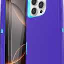for iPhone 16 Pro Max Case (6.9"), with 2 Tempered Glass Screen Protector [Heavy Duty Military-Grade Full Body Drop Protection] Shockproof Tough Durable 6.9 Inch(PurpleBlue)