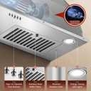 Range Hood Insert 36 inch, Stainless Steel Range Hood 700 CFM, Ductless/Ducted Convertible Kitchen Vent Hood w/Push Button Control, 3-Speed Fan