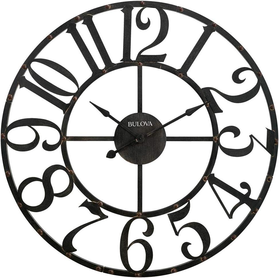 Bulova C4821 Oversize Gabriel Wall Clock, Rustic Brown, 45"