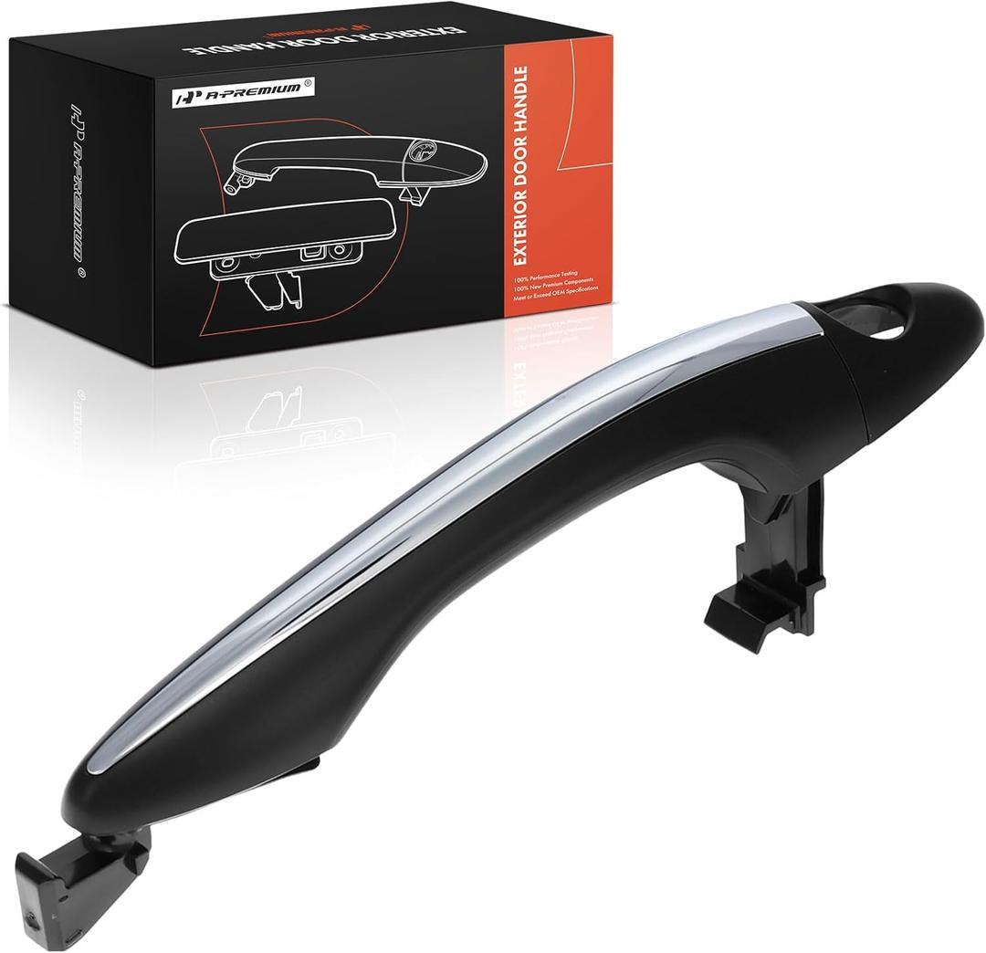 A-Premium Front or Rear Driver or Passenger Side Exterior Door Handle Compatible with Kia Optima 2011-2016, Primed Black Housing with Chrome Trim, Replace# 82651-2T011, 82651-4C010