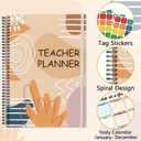Teacher Planner Book for Yearly, Weekly & Monthly Lesson Planner, January-December Yearly Planner A4 Size with Checklist, Notes, School Teacher Supplies for Classroom Organization - Boho