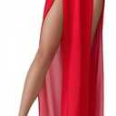 Women's Sheer Mesh Chiffon Double Slit Cover Up Skirt Rave Festival Costume Swim Beach Flowy Long Maxi Skirts Red (M)