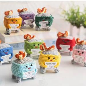 RovyFota Emotional Support Crochet Dumpster Fire with Positive Card Cute Room Decor Knitted Toys Funny Crochet Support Buddies Gifts for Friends (12pcs Mix)