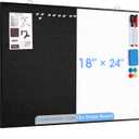 ARCOBIS Cork Board White Board Combo, 24"X18" Linen Bulletin Board Whiteboard for Wall, Double-Sided Magnetic Dry Erase Corkboard for Home, Office, School, Black