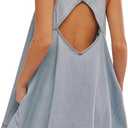 Women’s Denim Dress Summer Casual Sleeveless Jean Mini Dresses with Pockets,L