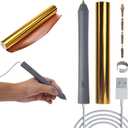 Joelver Maker Hot Foiling Pen with 4 Size Metal Tips &1pc Silver Heat Activated Foil Rolls,Hot Foil Quill Pen for Card Making Scrapbooking Tools, USB Powered DC5V Foil Quill Pen Starter Kits (Grey)