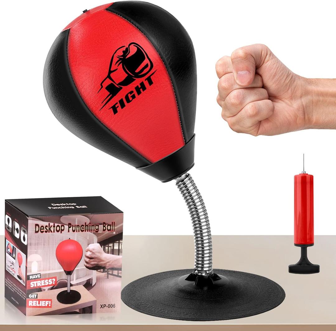 Desktop Punching Bag, Stress Relief Boxing Bag Speed Balls, Desk Punching Bag Stress Buster-Super Suctions to Your Desk, Christmas Thanksgiving White Elephant Gifts for Boss or Coworker