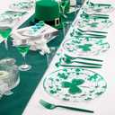 2 x U-QE 60PCS St Patricks Day Plates - Clear and Green Disposable Plates - Premium Hard Green Plastic Plate Including 30 Dinner Plate 10.25'' & 30 Dessert Plate 7.5 '' Perfect for St. Patricks Day