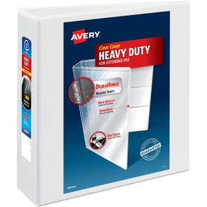 Avery Heavy-Duty View 3 Ring Binder, 3" One Touch Slant Rings, Holds 8.5" x 11" Paper, 1 White Binder (05604)