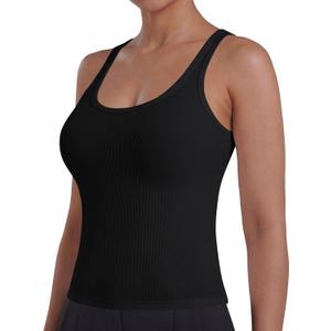 Sunzel Womens Ribbed Racerback Tank Top, Fitted Sleeveless Lyocell (M)