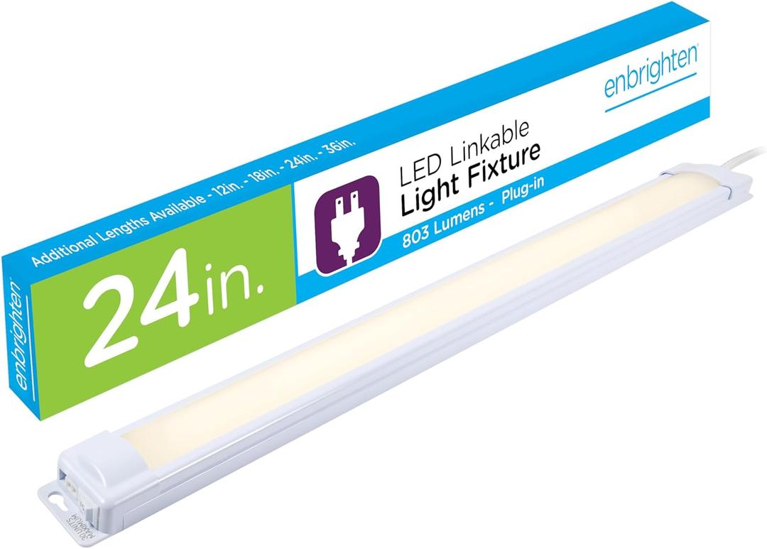 Enbrighten Premium Linkable Under Cabinet Fixture, 24in, LED, Linkable, 803 Lumens, 3000K Warm White, 38848-T1