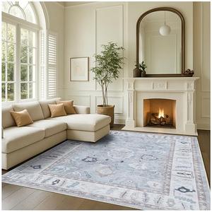 Fame Rugs Gray Modern Oushak Rug 9x12, Vintage Turkish Colorful Oriental Washable Antique Inspired Oversize Area Rugs, Luxury Living Room Bedroom (Gbeige, 9' x 12)
