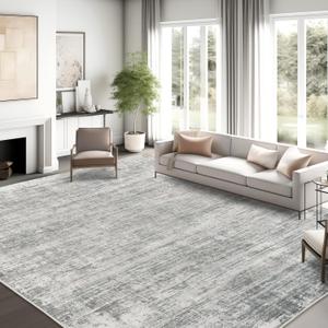 zesthome 8x10 Area Rugs for Living Room, Non-Slip Backing Washable Rug, Modern Abstract Area Rug, Stain Resistant Rugs for Bedroom, Ultra-Thin Large Area Rugs, Area Rug 8x10 (Grey)