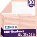 MKISS Bed Pads Disposable 30" x 36" [30 Count] Heavy Duty Absorbent Adults Incontinence Underpad, XL Chuck Pads Leakproof, Extra Large Puppy Training Pee Pad, Waterproof Baby Changing Pad