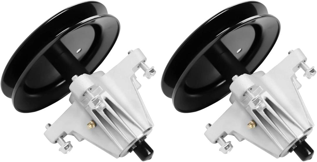 AEagle Spindle Pulley Assembly 918-04822A 918-04822B 04822 618-04822 918-04889 for Troy Bilt MTD Cub Cadet 42 Inch Deck, Tapped Bolt and Zerk Fitting, 2 Pack