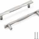 Rergy 10 Pack 5 Inch Brushed Nickel Cabinet Pulls Solid Heavy Duty Zinc Alloy Kitchen Handles Silver Cabinet Handles Dresser Drawer Pulls Modern Hardware for Bedroom, Cupboard, Dresser (5in(128mm)hole center (Pull))