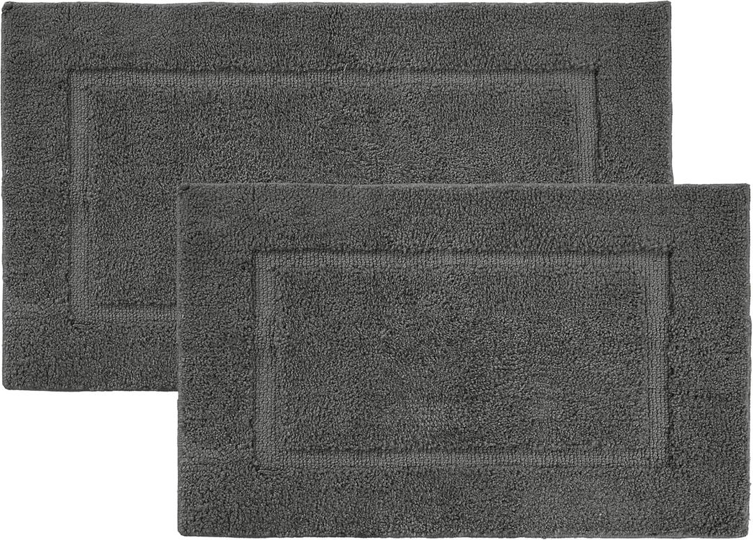LANE LINEN 2 Piece Bathroom Rugs Sets, Extra Soft Absorbent Premium Mats, Non Slip Shower Mats - 24' x 36'/17' x 24' - Grey