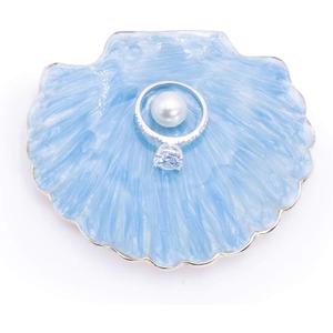 LARAINE Jewelry Tray Ring Display Holder Mermaid Trinket Dish Home Decorative Plate For Earrings Necklace Bracelet Organizer Display (Pearl Blue)