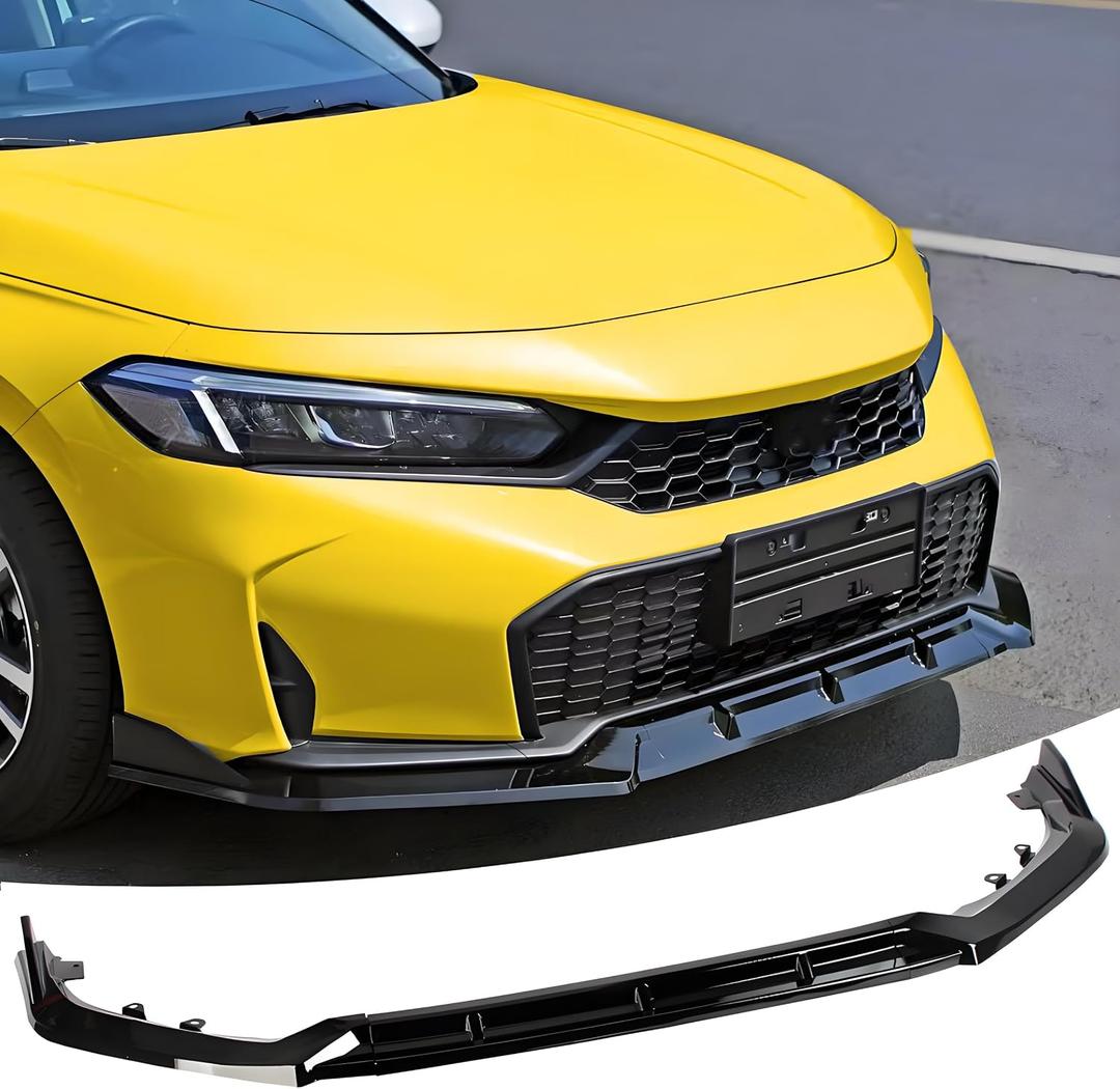 STSEV01 Front Bumper Lip Splitter Spoiler Fit for Honda Civic Hatchback/Sedan/LX/Sport/Si/Hybrid/Touring 2025 2026, 3pcs Air Dam Chin Body Kit Underbody Lip Accessories (Gloss Black)