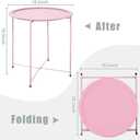 Garden 4 you End Table 2 PCS Metal Side Table Pink Round Folding Tray Cyan Sofa Small Accent Fold-able Table, Round End Table Tray, Next to Sofa Table, Snack Table for Living Room and Bed Room, Pink