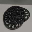 Sumnacon 2Pcs Oval Cast Iron Trivet - Antique Heat Resistant Metal Trivet for Hot Dish Pot Pan Teapot, Vintage Well Made Hot Plate Pad for Kitchen Dining Countertop Table (9.6 x 7.2 Inch, Black)