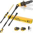 ZEGJAW Pole Saw 8-Inch Cordless Tree Trimmer and 18-Inch Pole Hedge Trimmer 2-in-1, 15-Feet Max Reach, Pole Chainsaw, Auto Oiling, with 2x3.0Ah Battery & Charger, for Tree Trimming and Shrubs Pruning
