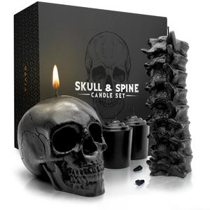 GAVIA Black Skull Candle - Scented Halloween Candles - Gothic Home Decor - Skull Decor - Goth Decor - Gothic Bedroom Decor - Spooky Home Decor - Emo Room Decor - Spooky Gift - Goth Room Decor