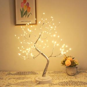 Fairy Light Tree 108 Led Twinkle Tree Fairy Light Spirit Tree Lamp Battery/USB Operated 6 Hours Timer Function with 8 Lighting Mode Silver Adjustable Branches Home Decoration(Warm White)
