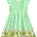 Goodstoworld Toddler Girl Dress for Kids Summer Beach Ruffle Tie Back Dresses for 2-8T (Green)