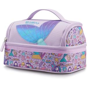 NOHOO Kids Insulated Lunch Bag Small Cute Reusable Purple Mermaid Princess Food Box Bag for Girls Toddler Preppy School Kindergarten Daycare Use
