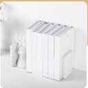 Skyygemm White Wood Scalloped Bookends for Shelves, Non Slip Decorative Cute Aesthetic Preppy Heavy Duty Book Ends Organizer Stopper for Nursery Home Decor Office