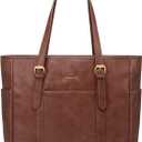 LOVEVOOK Laptop Tote Bag for Women,Vintage Leather Work Tote Bag for Women, 15.6 Inch Computer Briefcase Bag,Waterproof Teacher Business Office (Earthy Brown)