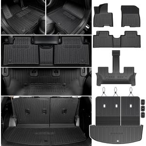 Floor Mats for Hyundai Palisade Hybrid 2026 7&8 Seat w/Cargo Mat | Full Protection Mat Set with Cargo Liner, All Weather TPE, Non Slip & Odorless & Scratch Proof, Palisade Hybrid Accessories