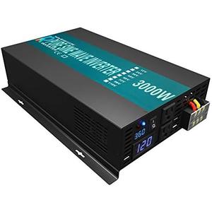 WZELB 3000 Watt Continuous / 6000 Watt Peak 36v Pure Sine Wave Power Inverter DC to 120V AC Power Converter with 2 AC Outlets, 2 Sets of Battery Cables, LED Display