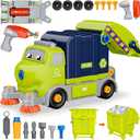 Trucks Take Apart Toys with Electric Drill, DIY Electric City Clean Truck Toy Set, STEM Assembled Educational Toys, Garbage Truck Toys, Birthday Gifts for 3 4 5 6 7 8 Years Old Boys Girls