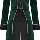 Medieval Steampunk Tailcoat Halloween Costumes for Men, Renaissance Pirate Vampire Gothic Jackets Vintage Warlock Frock Coat (XX-Large, Green)