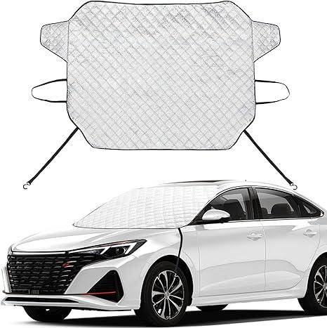 EXQUISLIFE Car Windshield Snow Ice Cover with 3 Layers Protection, Windshield Snow Ice Cover with Magnetic Edges Used for Snow Protection, Rain and Sun, Fits for Most Standard Cars, SUV, Size: 49.5/60