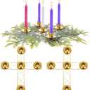 1 Pc Christmas Advent Candle Wreath Ring Metal Candle Holder for Pillar Advent Rustic Candlesticks Holders for Xmas Table Centerpiece Decor Home (Thin,Cross)