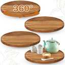  4 Pcs Acacia Wood Lazy Susan Organizers Lazy Susan Turntable for Cabinet Non Skid Kitchen Tray for Counter Pantry Spice Salt Pepper Olive Oil Table Organization and Storage (14 Inch)