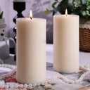 2 Pack Natural Ivory Soy Pillar Candles, 2.8x6 in Hand-Poured Unscented Soy Wax Candles, 180 H Burn Time, Non-Toxic, Smokeless Dripless Rustic Pillar Candle for Dinner Table, Wedding, Home, Bathroom
