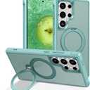 PIXIU 360Spin Magnetic Stand for Samsung Galaxy S24 Ultra Case with Invisible Kickstand Rotatable,[Fit for Magsafe] Slim Cute Matte Translucent Military Grade Shockproof Phone Cover-Teal