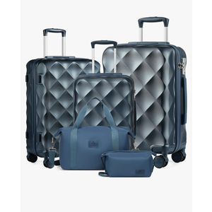 Somago 3-Piece Suitcase Set: Carry On Luggage with YKK Zipper, TSA Lock, ABS Hardside, Spinner Wheels, Ice Blue