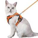 rabbitgoo Cat Harness and Leash for Walking, Escape Proof Soft Adjustable Vest Harnesses for Cats, Easy Control Breathable Reflective Strips Jacket, Orange, M
