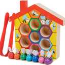 Montessori Toys for 3 Year Old, Toddler Fine Motor Skill Toy, Bee to Hive Matching Game, Color Sorting Matching Toy, Preschool Educational Learning Gift