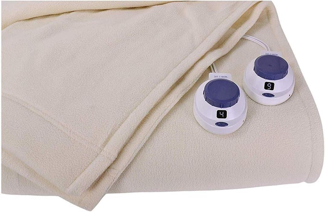 Perfect Fit SoftHeat - Full Micro-Fleece Heated Blanket - Luxuriously Warm & Soft Electric Blanket, Patented Low-Voltage Technology (Natural, Full)