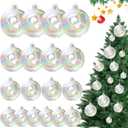 18Pcs Iridescent Ornaments Balls Clear Plastic Ornaments Christmas Ornament Ball Sparkly Christmas Bubble Clear Balls for Cauldron, Witch Brew Pot, Halloween Decorations, Xmas Tree Decor (4 Sizes) (6x3cm&4x4/5/6cm)