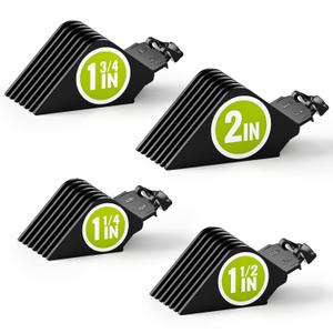 Clipper Guards 1.25", 1.5", 1.75", 2" Compatible with Most Wahl Clippers, Extra Long Professional Hair Clipper Combs Guides 10 12 14 16, Black