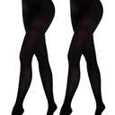 Luxdovi Women Soft 80 Denier Tights Semi Opaque High Waist Under Dress Stockings Solid Color Pantyhose (Black, M-L, 2 Pack)