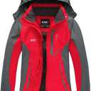 Diamond Candy Women's Waterproof Rain Jacket with Hood Lightweight Outdoors Raincoat (Medium, Red)